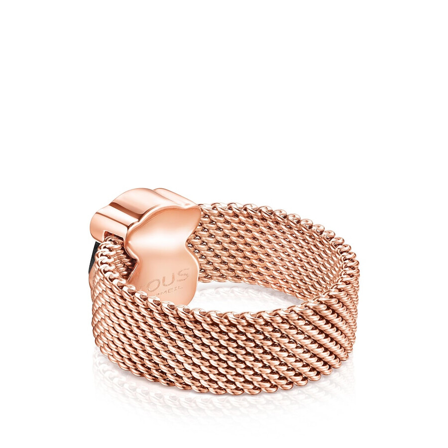 bracciale in maglia di acciaio ip rosa con onice