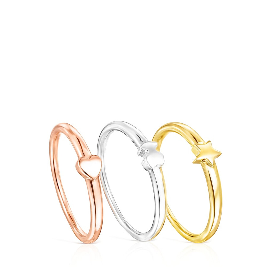 anello tous in argento argento vermeil e argento vermeil rosa motivi misti set di anelli