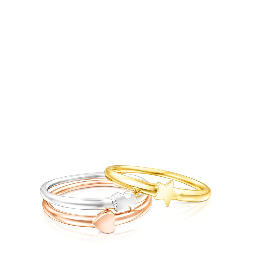 anello tous in argento argento vermeil e argento vermeil rosa motivi misti set di anelli