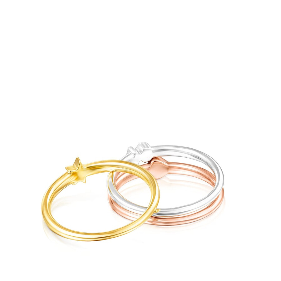 anello tous in argento argento vermeil e argento vermeil rosa motivi misti set di anelli