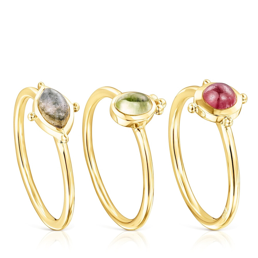 confezione di anelli magic nature in argento vermeil con pietre preziose
