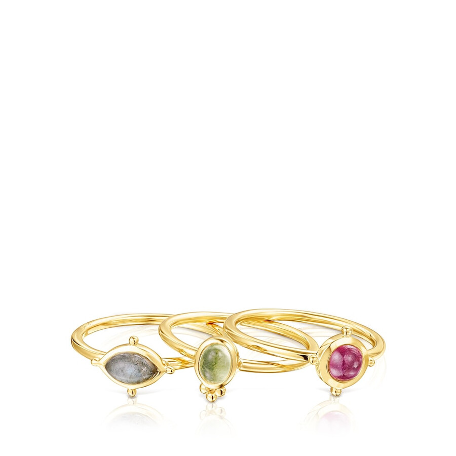 confezione di anelli magic nature in argento vermeil con pietre preziose