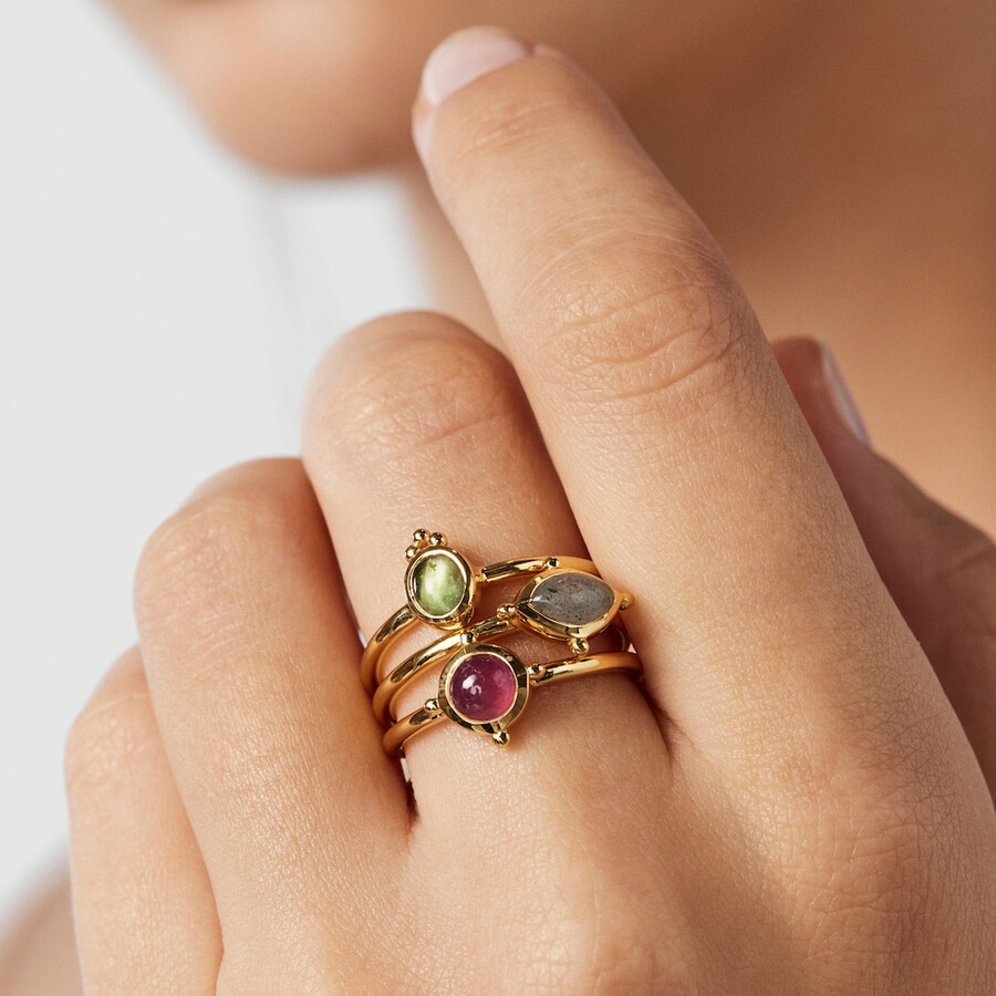 confezione di anelli magic nature in argento vermeil con pietre preziose