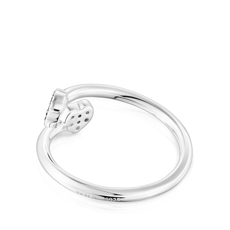 anello aperto tous new motif in argento con motivi di zaffiro e ametista