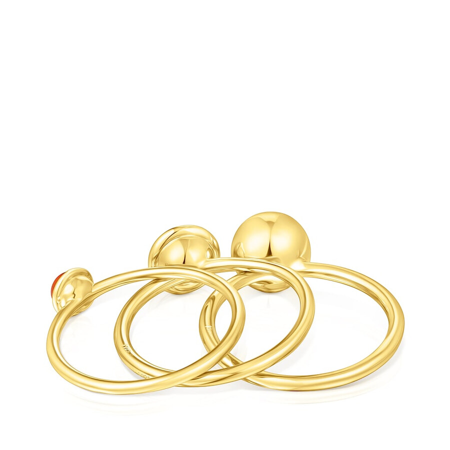 set di tre anelli plump in argento vermeil con pietre preziose