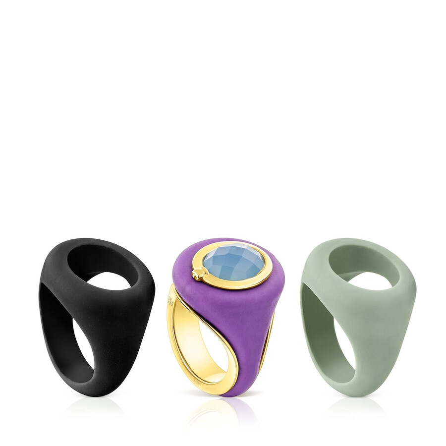 anello con sigillo virtual garden in argento vermeil con calcedonio