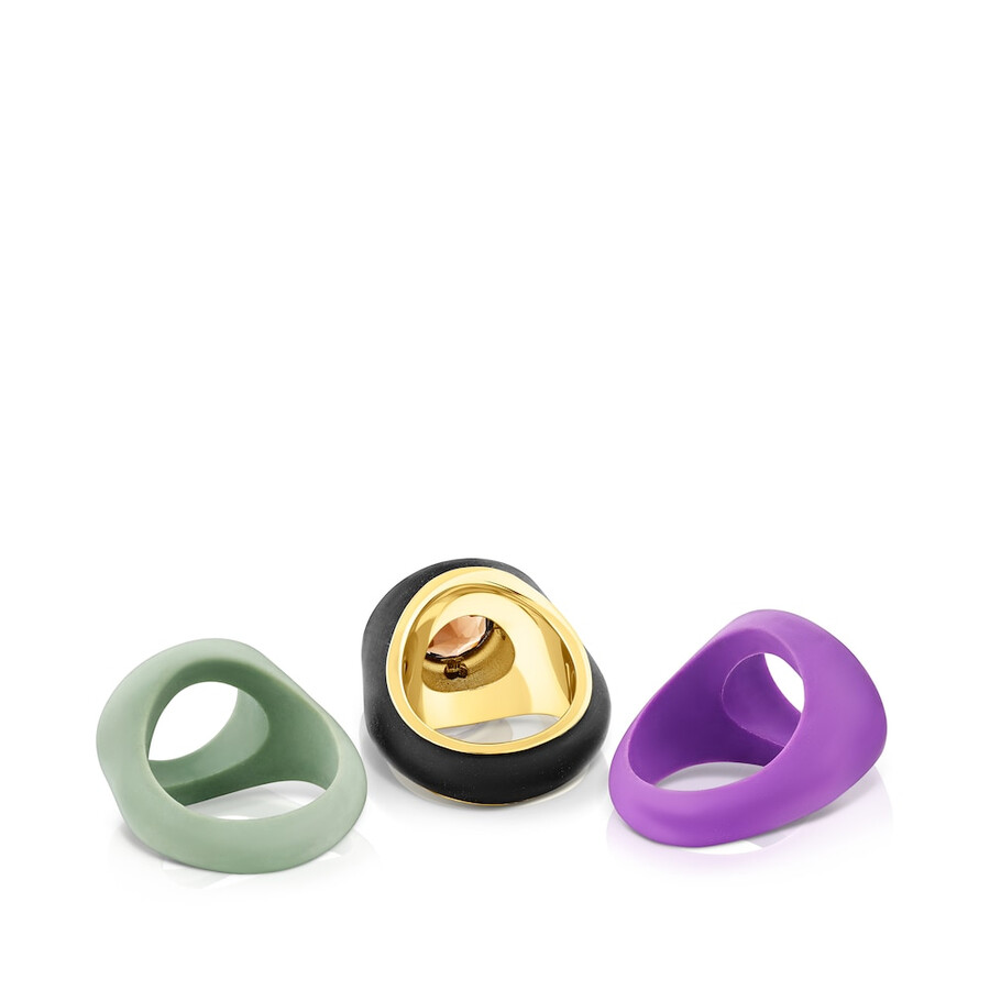 anello con sigillo virtual garden in argento vermeil con quarzo fumé