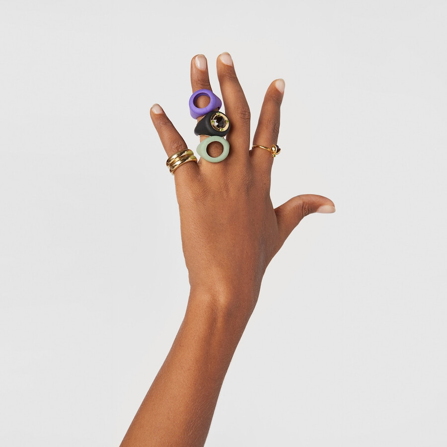 anello con sigillo virtual garden in argento vermeil con quarzo fumé
