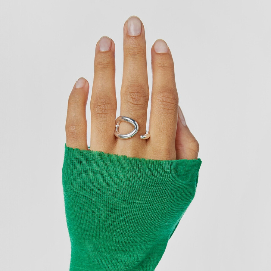 anello aperto piegato in argento
