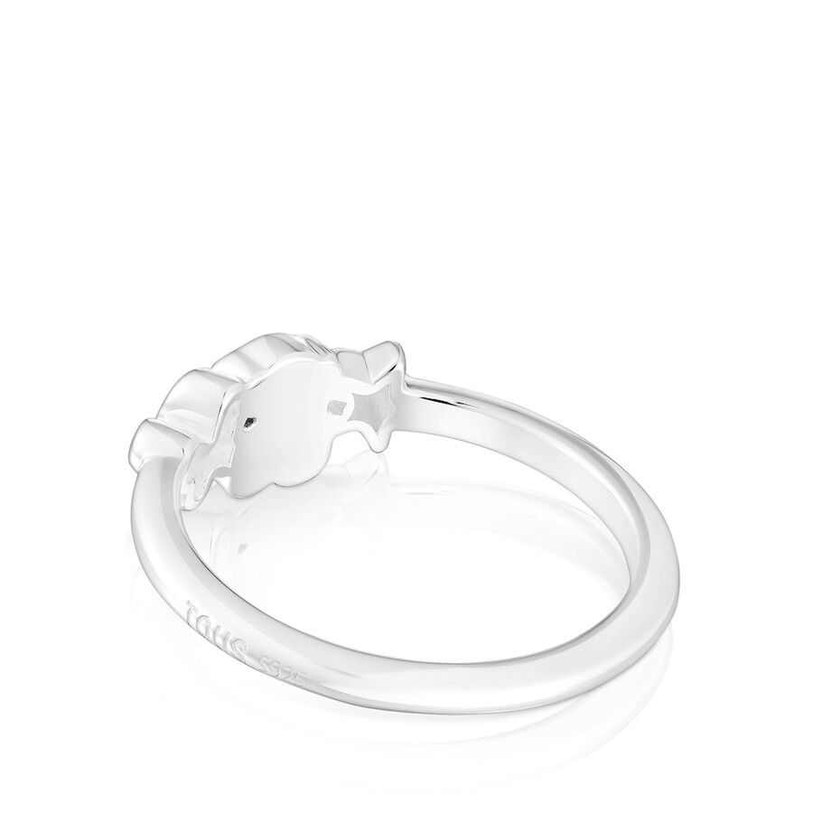 anello in argento con motivo audace e orso amazzonite