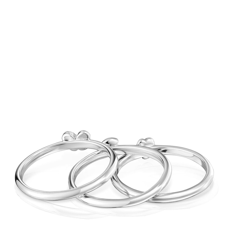 set di tre anelli in argento con motivo bold motif