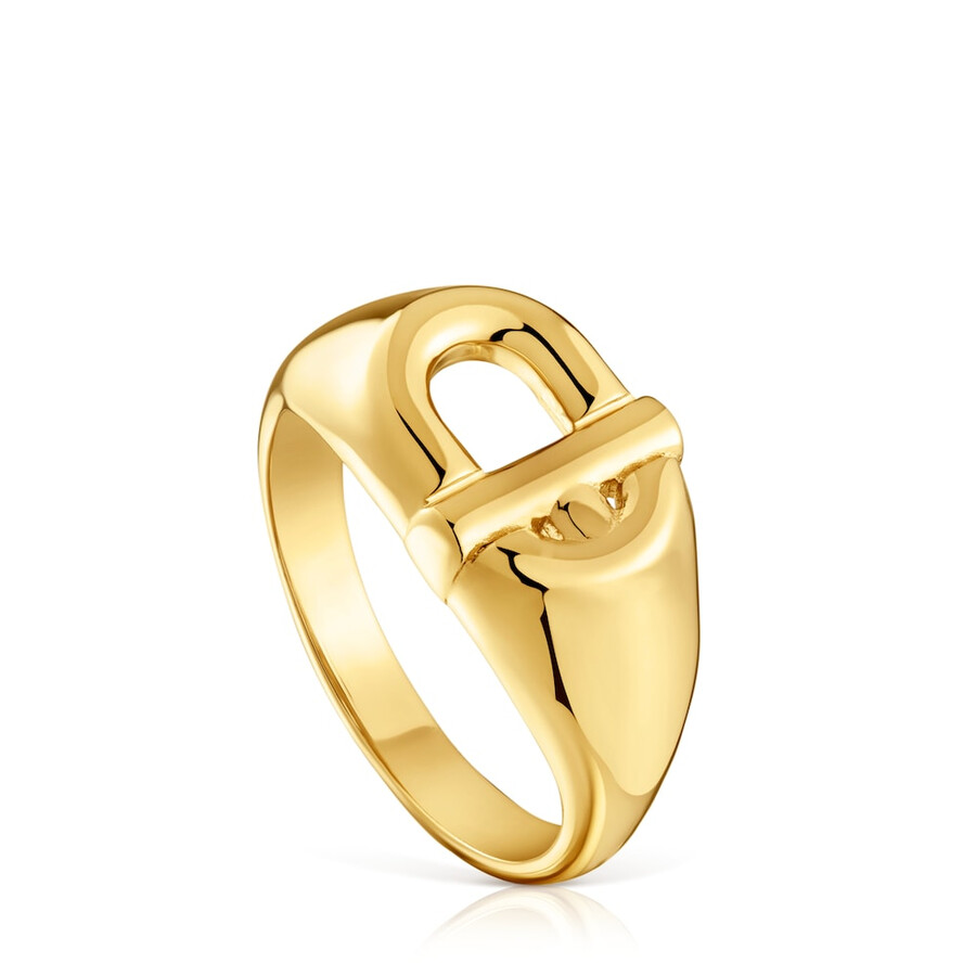 tous manifesto anello con sigillo placcato oro 18kt su argento