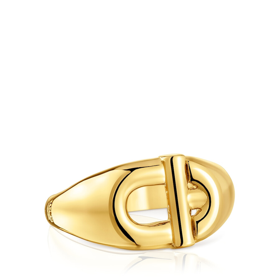 tous manifesto anello con sigillo placcato oro 18kt su argento