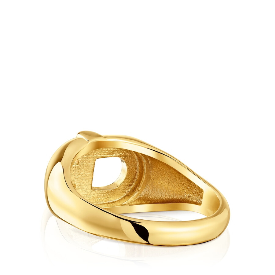 tous manifesto anello con sigillo placcato oro 18kt su argento