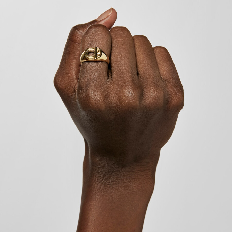 tous manifesto anello con sigillo placcato oro 18kt su argento