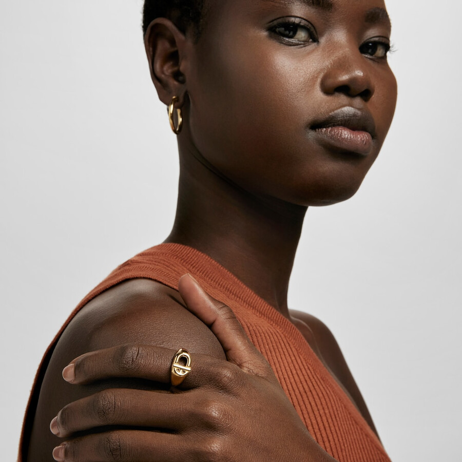 tous manifesto anello con sigillo placcato oro 18kt su argento