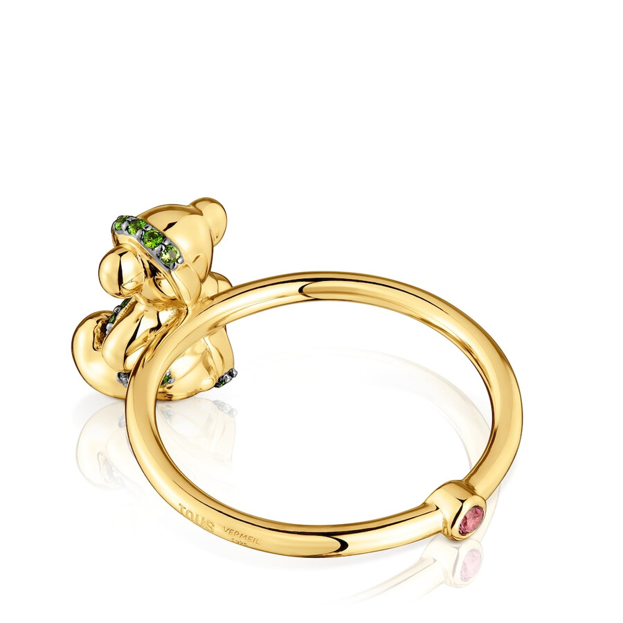 anello medio in argento placcato oro 18kt con rodolite lligat