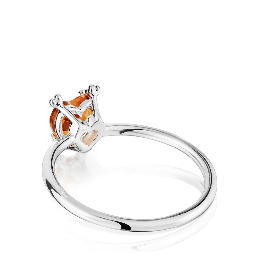 anello a forma di cuore con citrino color argento