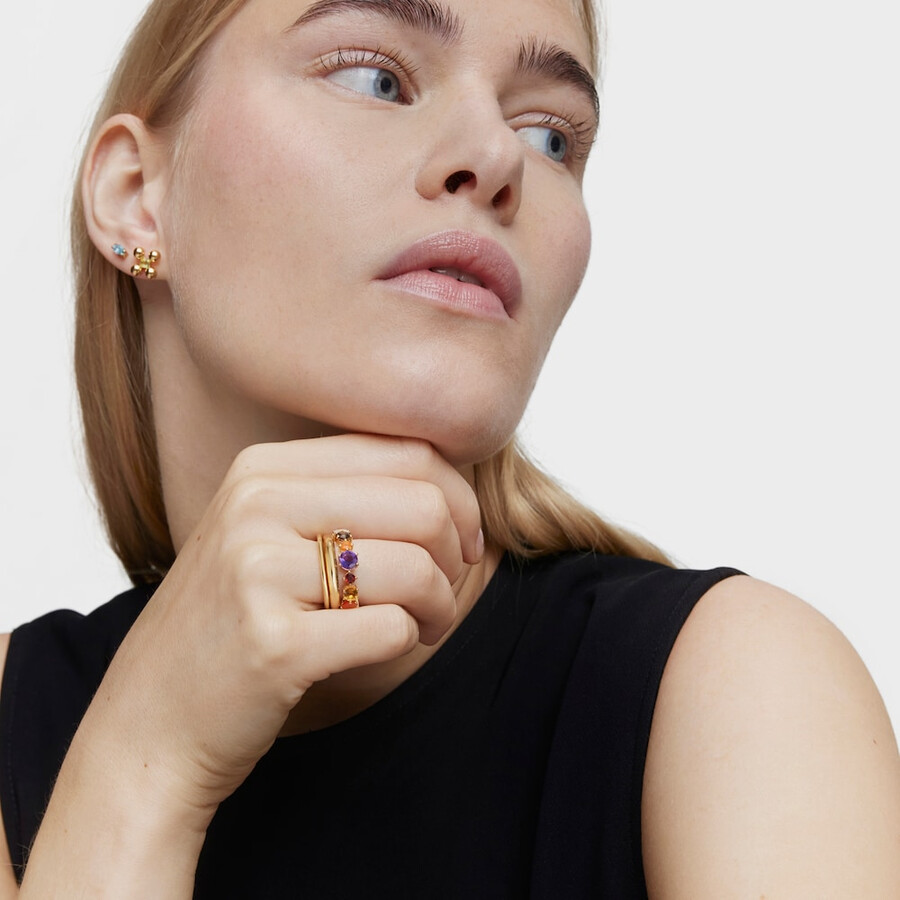 piccolo anello in argento placcato oro 18kt e pietre preziose sugar party