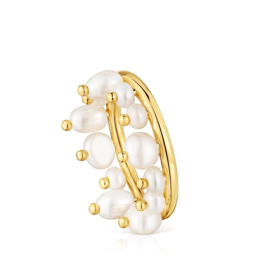 piccolo anello in argento placcato oro 18kt e perle coltivate sugar party