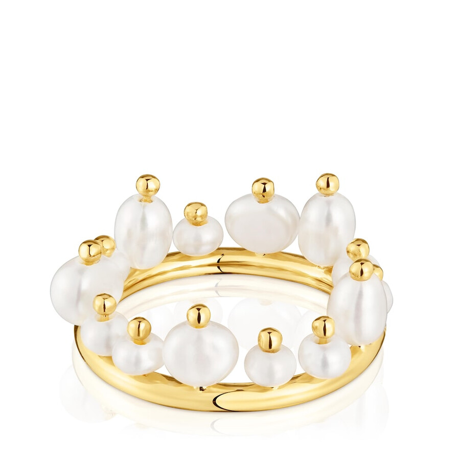 piccolo anello in argento placcato oro 18kt e perle coltivate sugar party