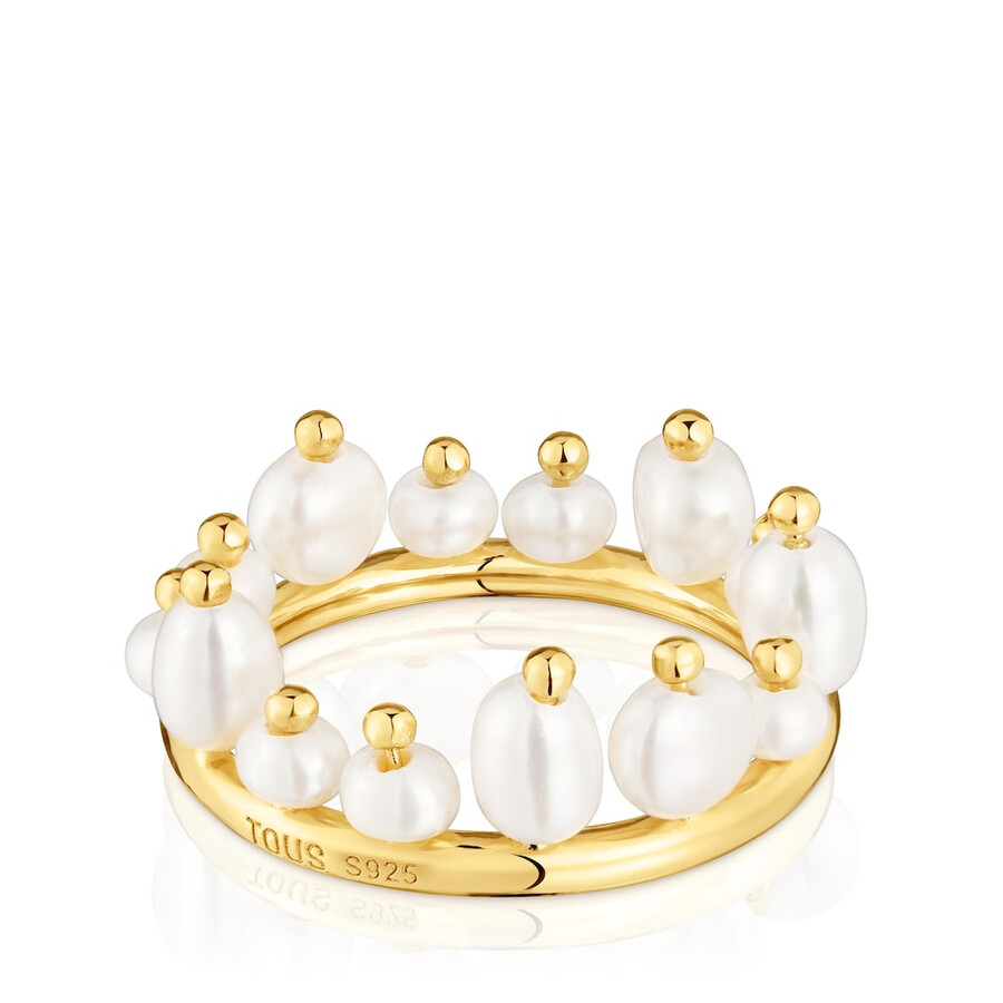 piccolo anello in argento placcato oro 18kt e perle coltivate sugar party