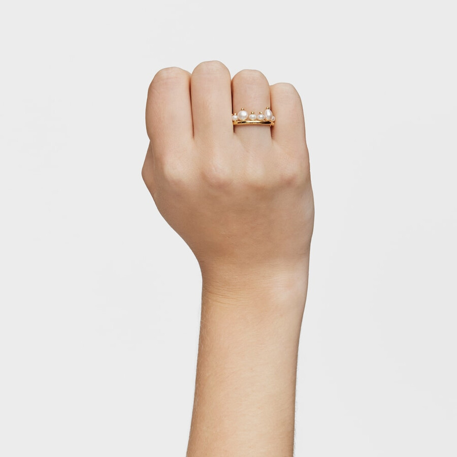 piccolo anello in argento placcato oro 18kt e perle coltivate sugar party