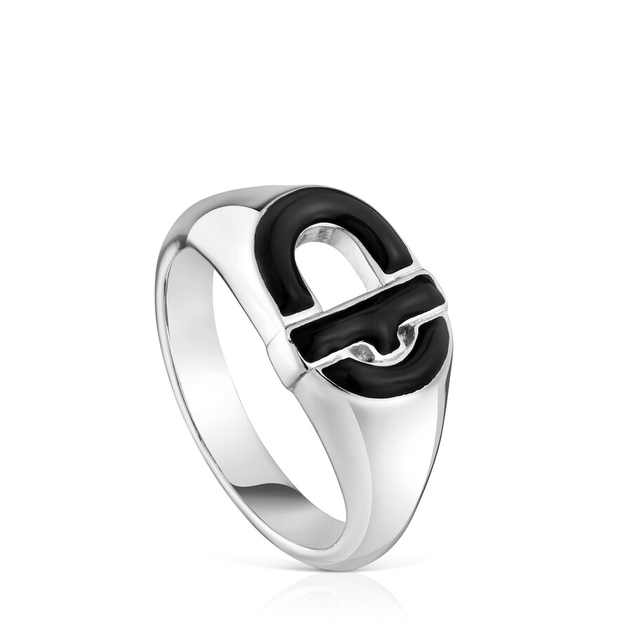 anello con sigillo placcato oro 18kt su argento e smalto color fucsia tous manifesto