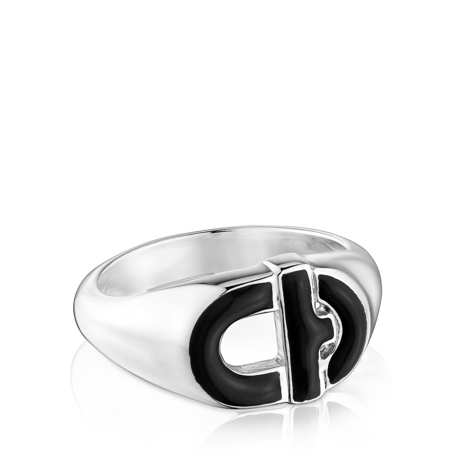 anello con sigillo placcato oro 18kt su argento e smalto color fucsia tous manifesto