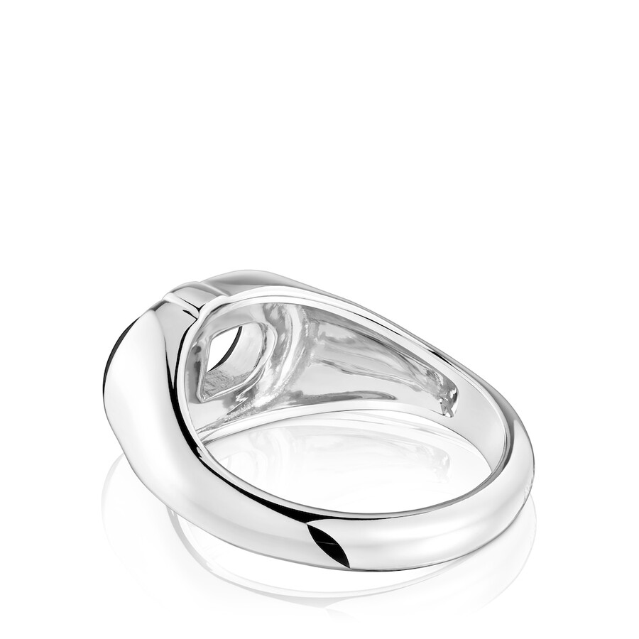 anello con sigillo placcato oro 18kt su argento e smalto color fucsia tous manifesto