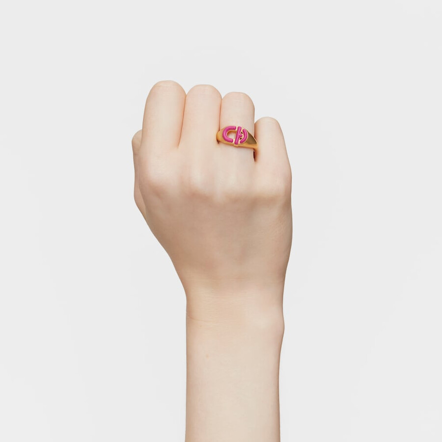 anello con sigillo placcato oro 18kt su argento e smalto color fucsia tous manifesto