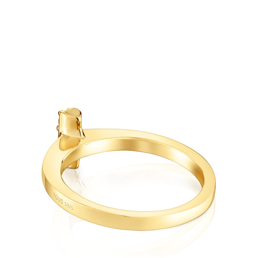 anello piccolo con placcatura in oro 18kt su argento e rodolite tous basic colors