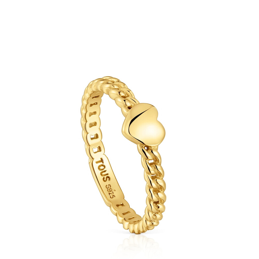 piccolo anello con cuore placcato in oro 18kt su argento con motivo audace