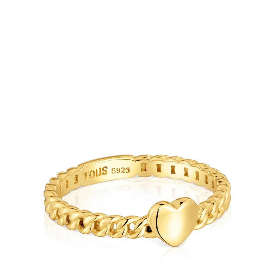 piccolo anello con cuore placcato in oro 18kt su argento con motivo audace