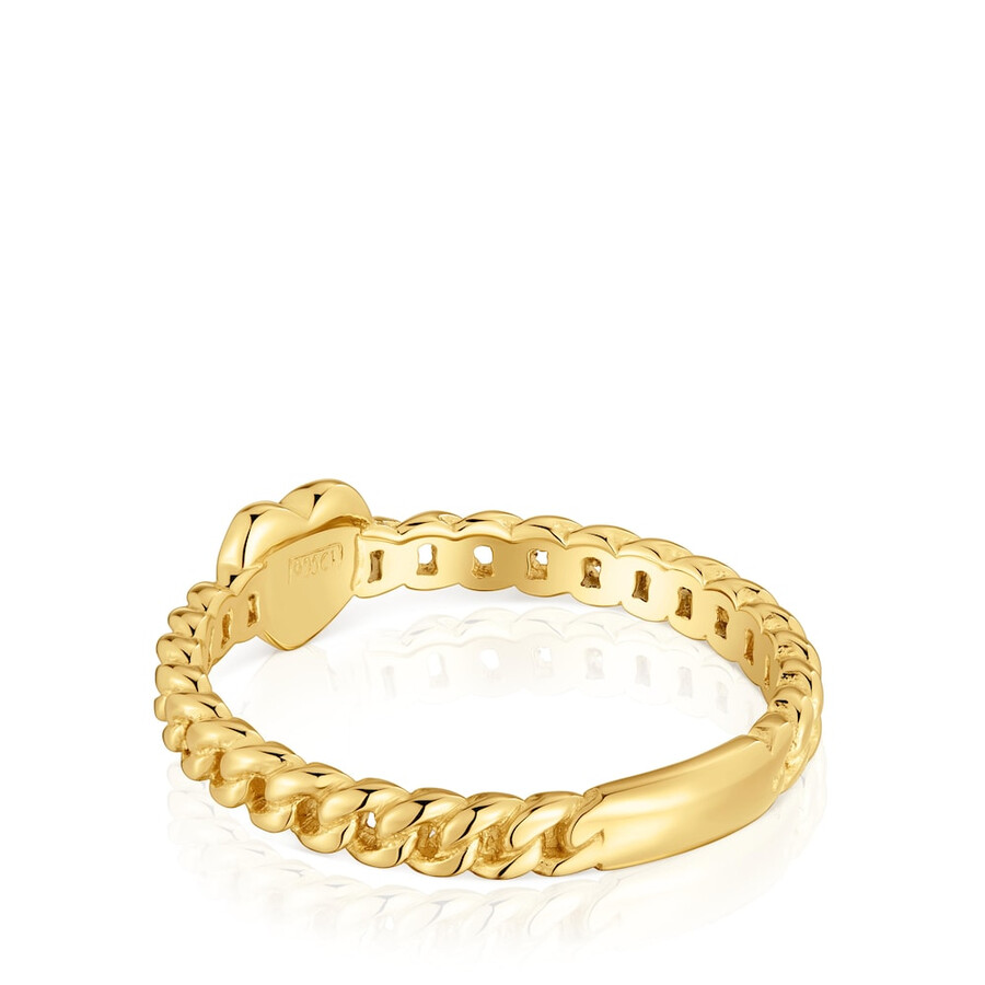 piccolo anello con cuore placcato in oro 18kt su argento con motivo audace