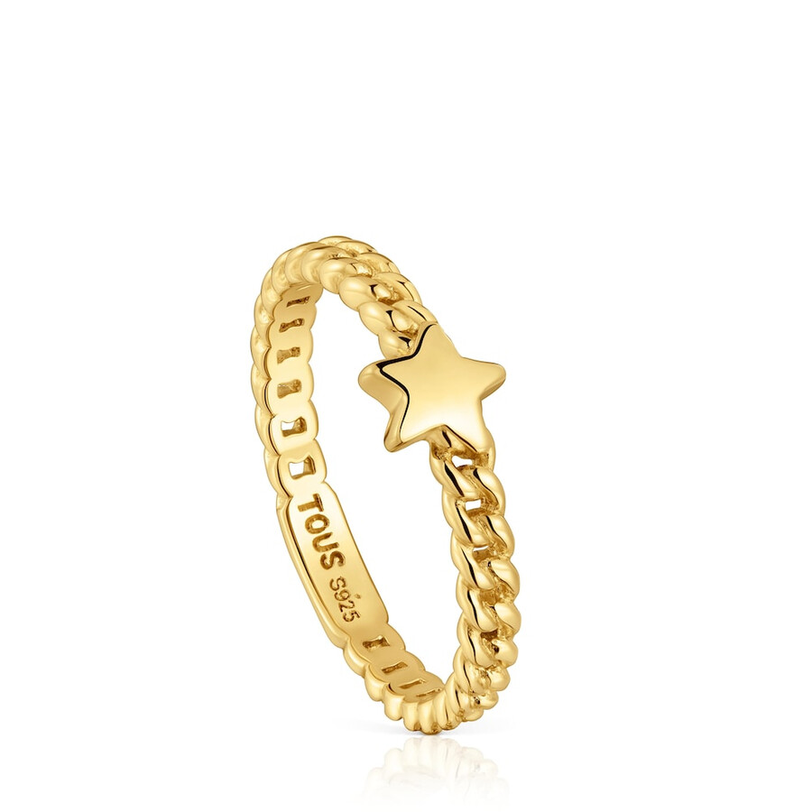 piccolo anello con stella in argento placcato in oro 18kt e motivo audace