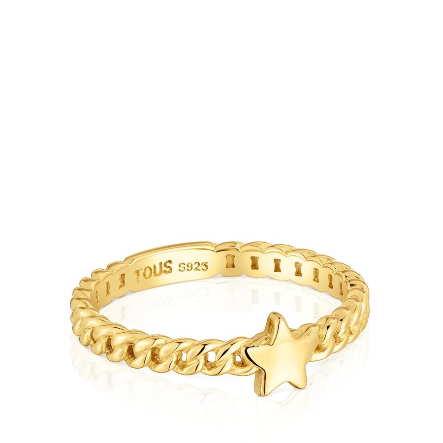 piccolo anello con stella in argento placcato in oro 18kt e motivo audace