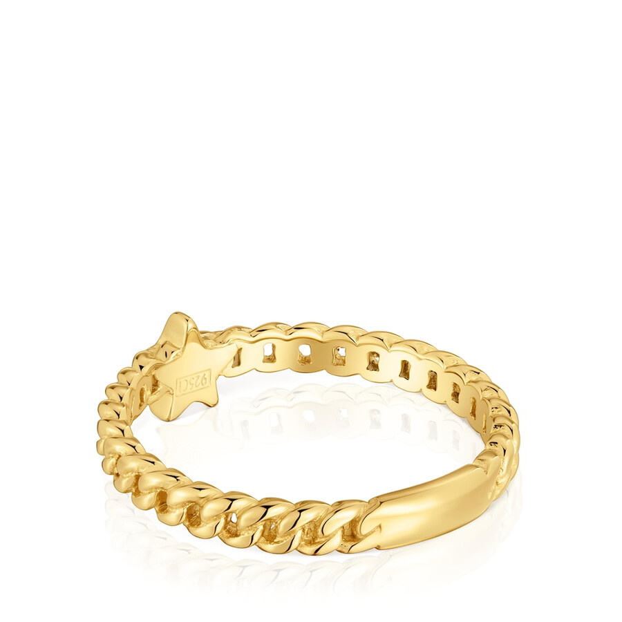 piccolo anello con stella in argento placcato in oro 18kt e motivo audace
