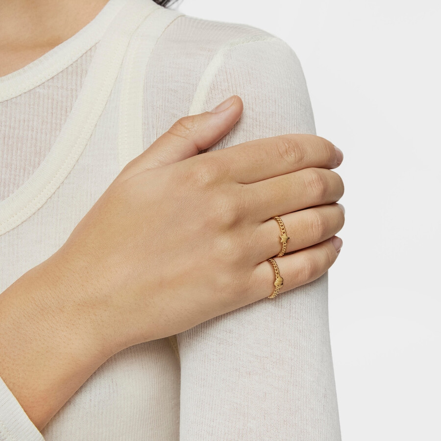 piccolo anello con stella in argento placcato in oro 18kt e motivo audace