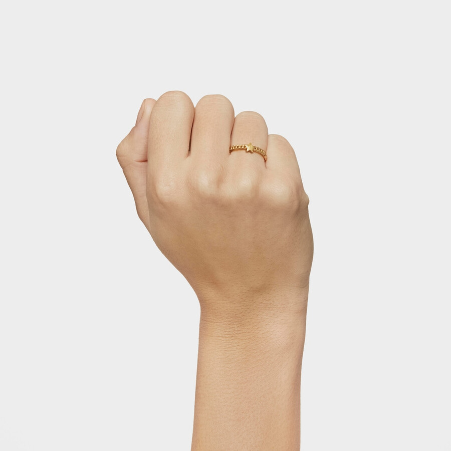 piccolo anello con stella in argento placcato in oro 18kt e motivo audace