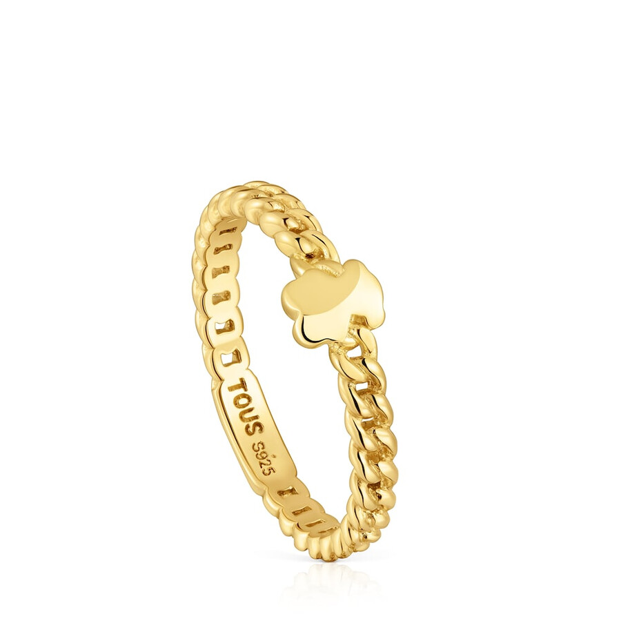 piccolo anello con motivo audace placcato in oro 18kt su argento con orsetto
