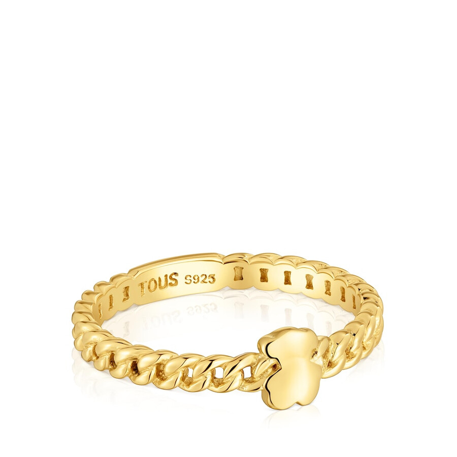 piccolo anello con motivo audace placcato in oro 18kt su argento con orsetto