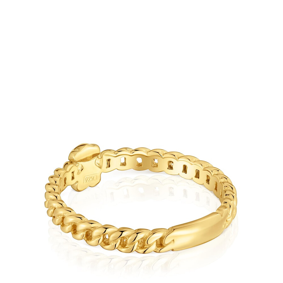 piccolo anello con motivo audace placcato in oro 18kt su argento con orsetto