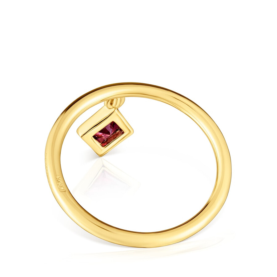 anello piccolo con placcatura in oro 18kt su argento e ciondolo in rodolite tous basic colors