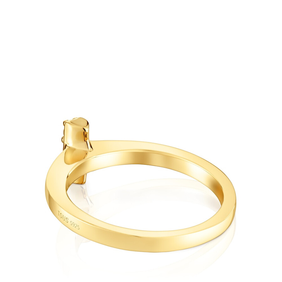 anello piccolo con placcatura in oro 18kt su argento e pietre preziose tous basic colors