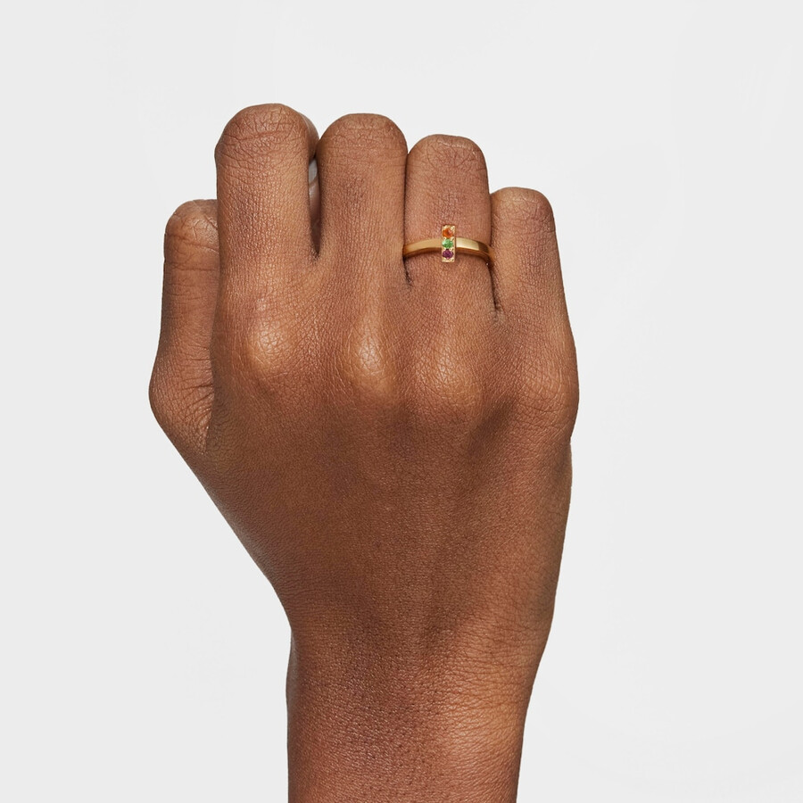anello piccolo con placcatura in oro 18kt su argento e pietre preziose tous basic colors