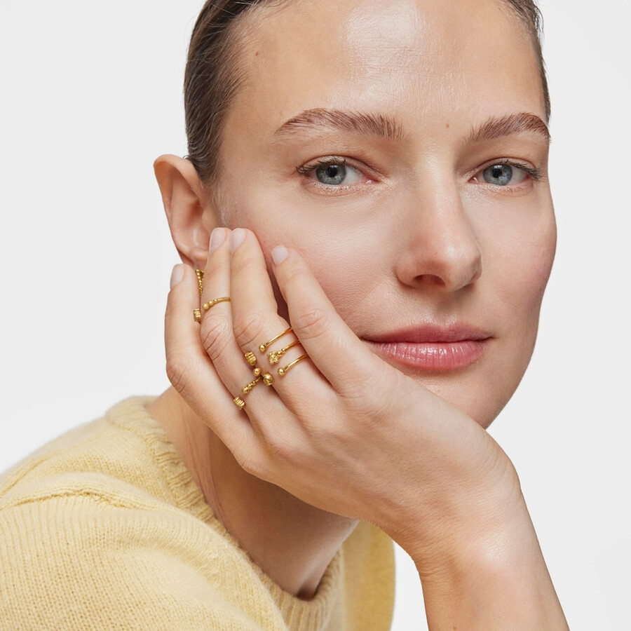 anello grande aperto con placcatura in oro 18kt su argento e motivi a forma di orso tous grain