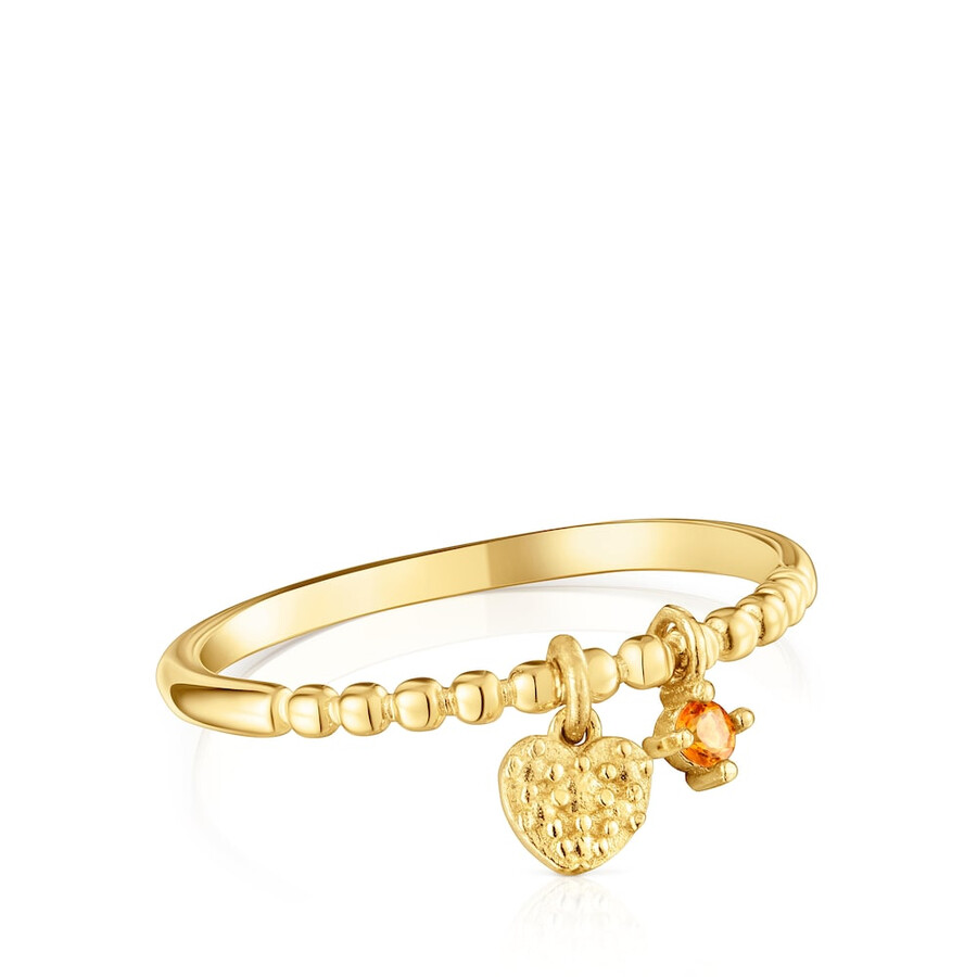 anello piccolo con placcatura in oro 18kt su argento e granato arancione tous grain