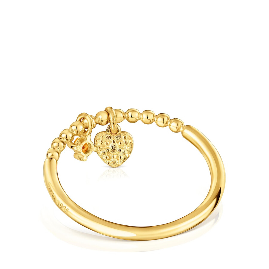 anello piccolo con placcatura in oro 18kt su argento e granato arancione tous grain