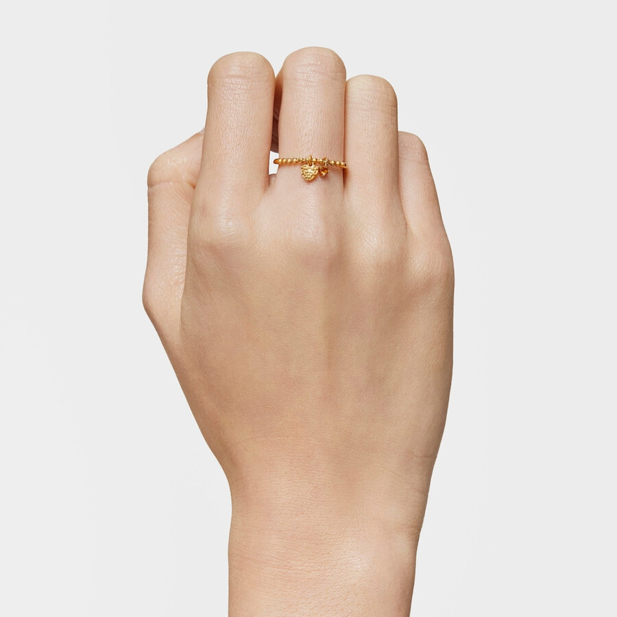 anello piccolo con placcatura in oro 18kt su argento e granato arancione tous grain